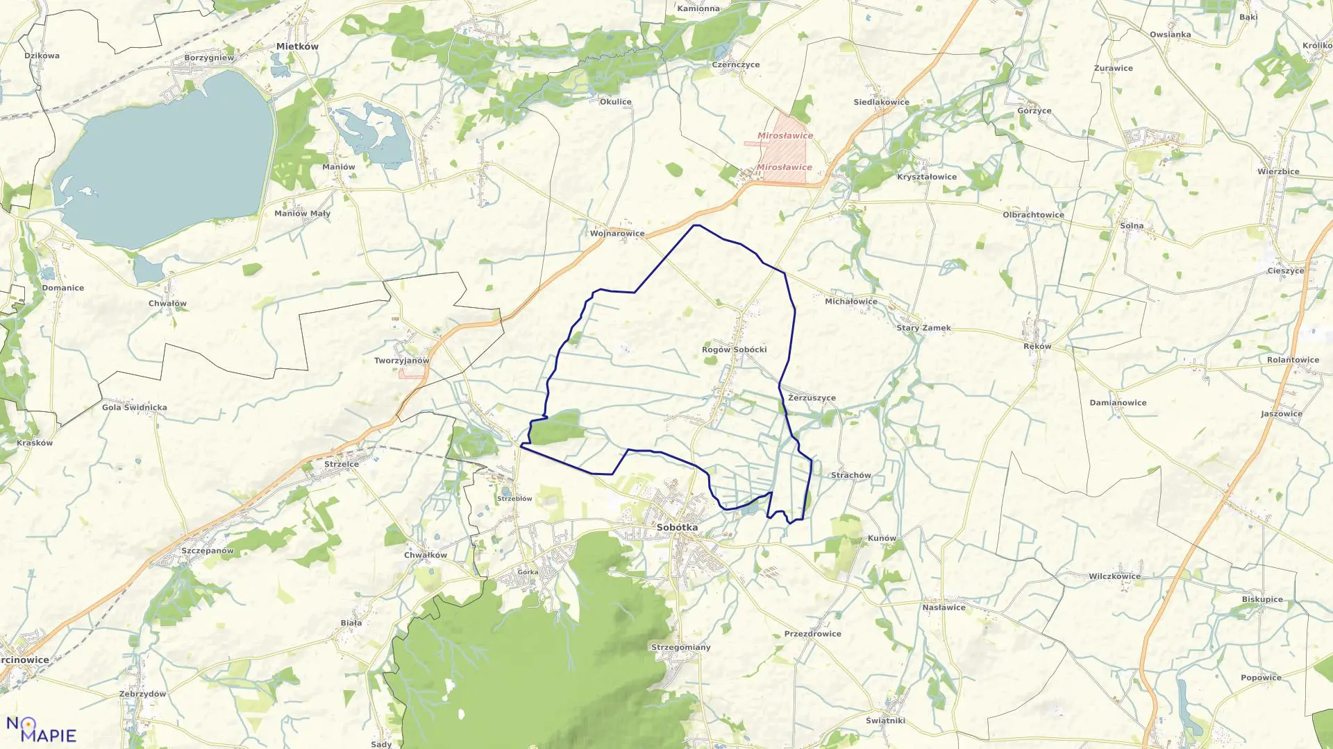 Mapa obrębu Rogów Sobócki w gminie Sobótka