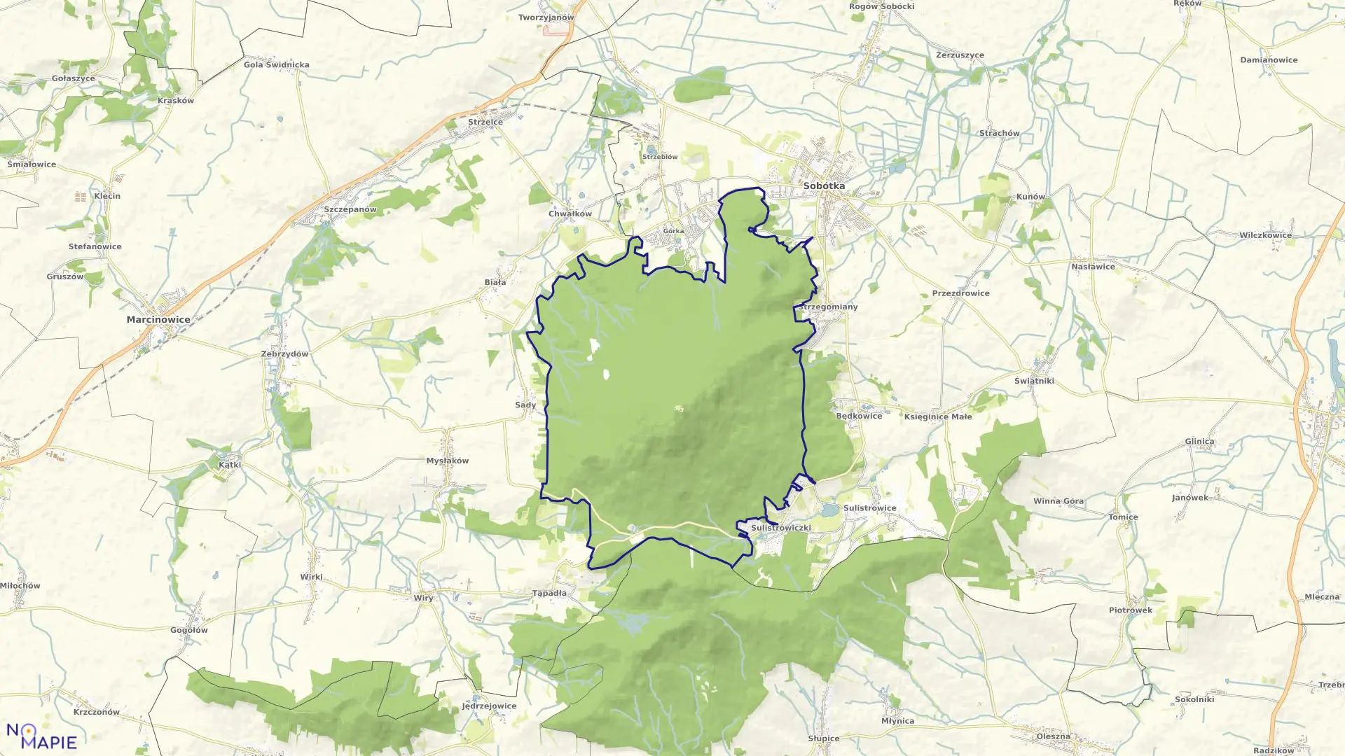 Mapa obrębu Ślęża w gminie Sobótka