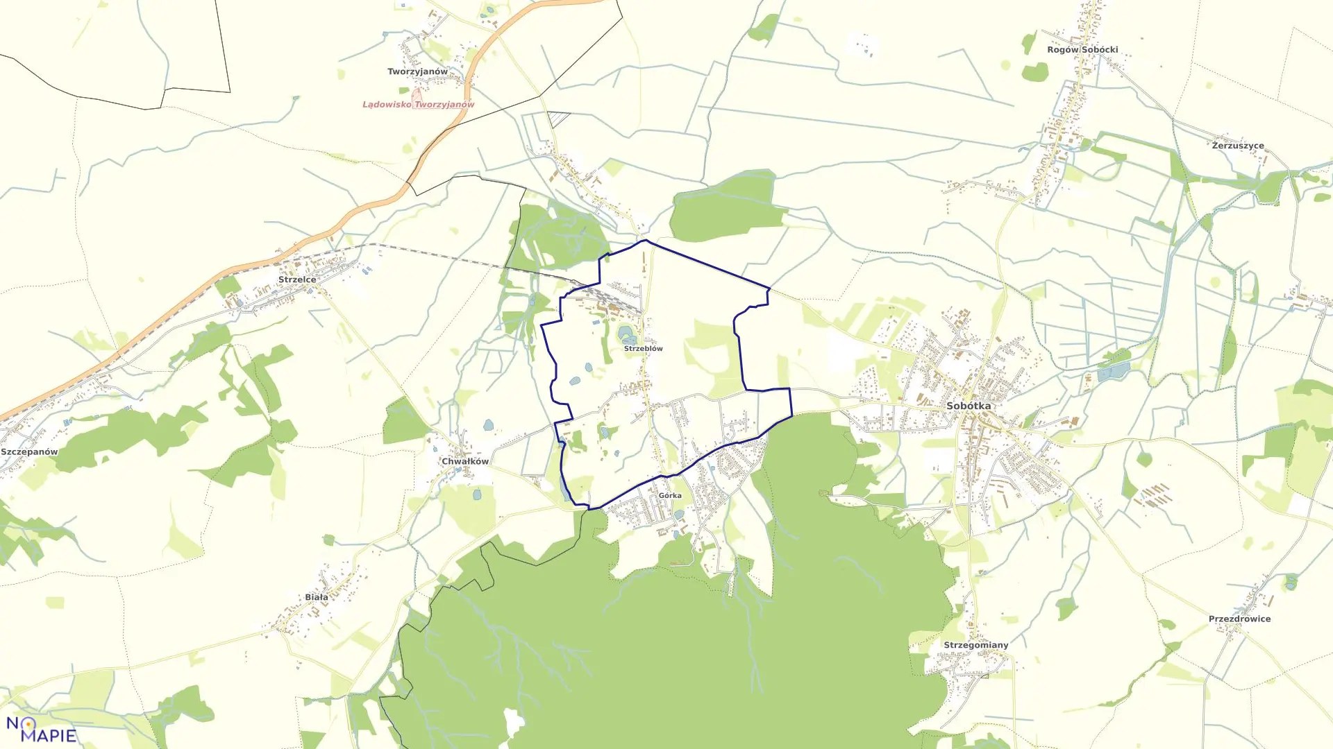 Mapa obrębu Strzeblów w gminie Sobótka