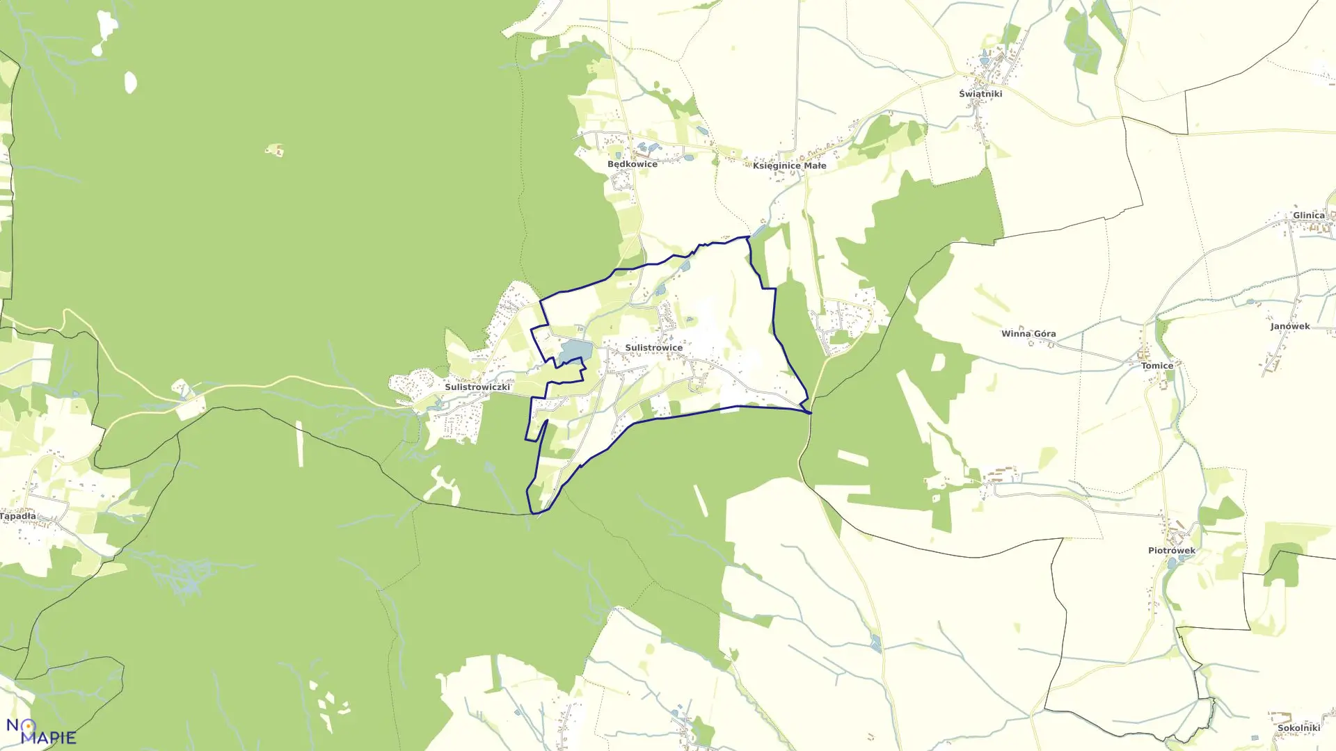 Mapa obrębu Sulistrowice w gminie Sobótka