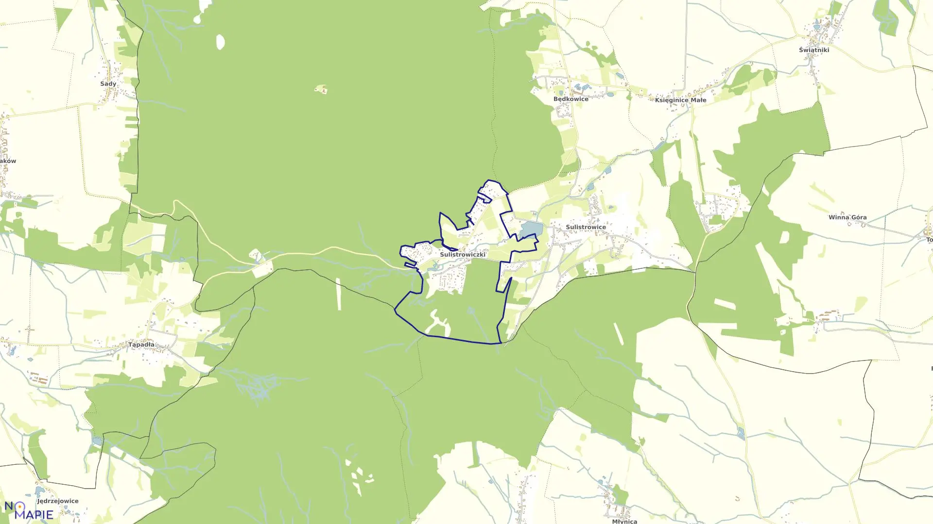 Mapa obrębu Sulistrowiczki w gminie Sobótka