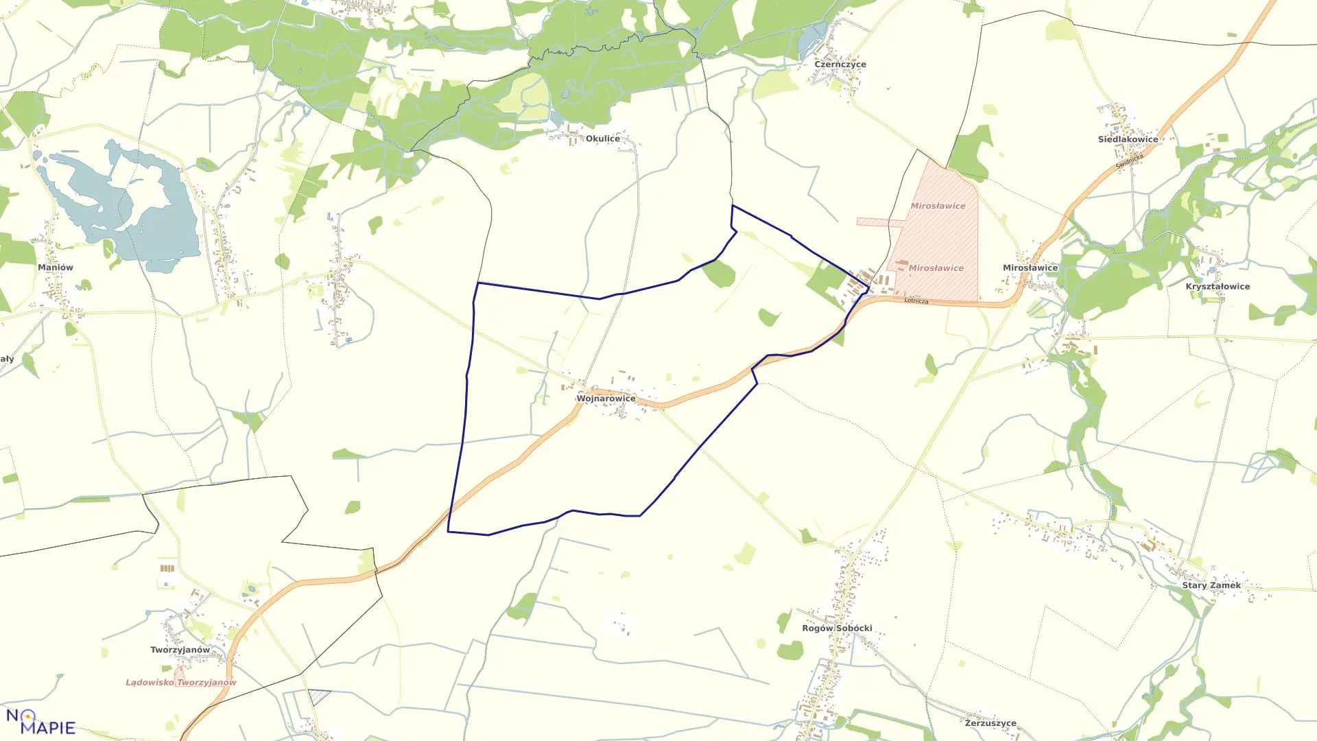 Mapa obrębu Wojnarowice w gminie Sobótka